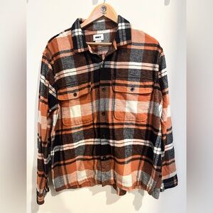 Obey Orange and Black Plaid Shirt - XL